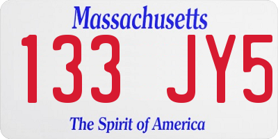 MA license plate 133JY5