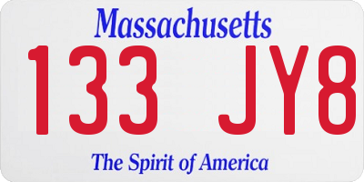 MA license plate 133JY8