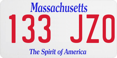 MA license plate 133JZ0