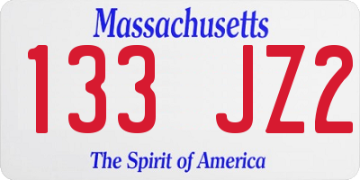 MA license plate 133JZ2