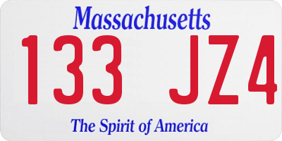 MA license plate 133JZ4