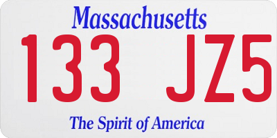 MA license plate 133JZ5