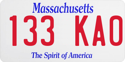 MA license plate 133KA0