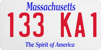 MA license plate 133KA1