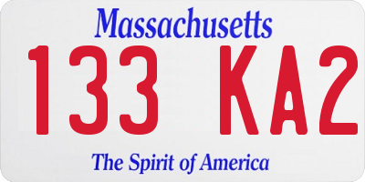 MA license plate 133KA2