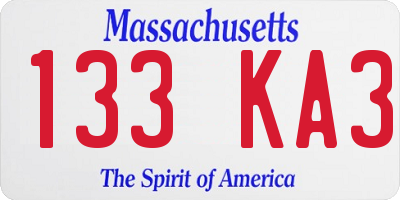 MA license plate 133KA3