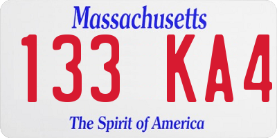 MA license plate 133KA4