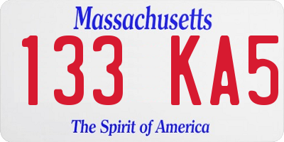 MA license plate 133KA5