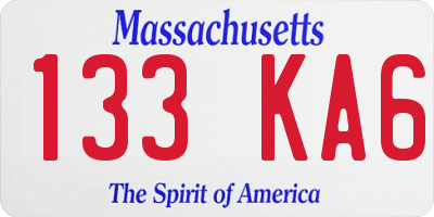 MA license plate 133KA6