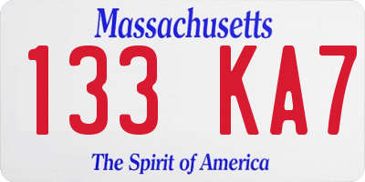 MA license plate 133KA7