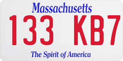 MA license plate 133KB7