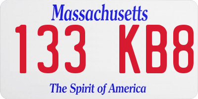 MA license plate 133KB8