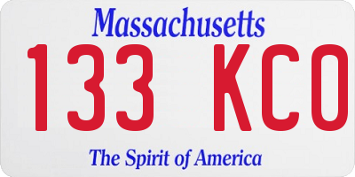 MA license plate 133KC0