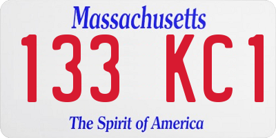 MA license plate 133KC1