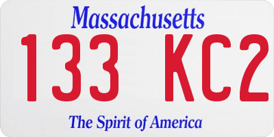MA license plate 133KC2