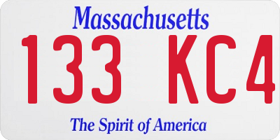 MA license plate 133KC4