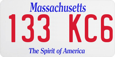 MA license plate 133KC6
