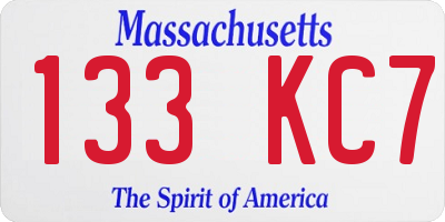 MA license plate 133KC7
