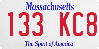 MA license plate 133KC8