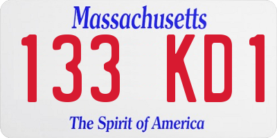 MA license plate 133KD1