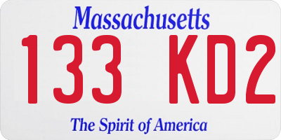 MA license plate 133KD2