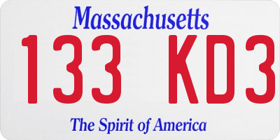 MA license plate 133KD3
