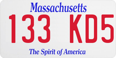 MA license plate 133KD5