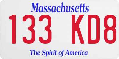 MA license plate 133KD8
