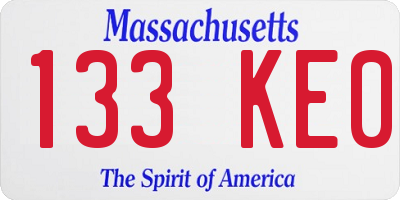 MA license plate 133KE0