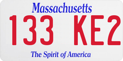 MA license plate 133KE2