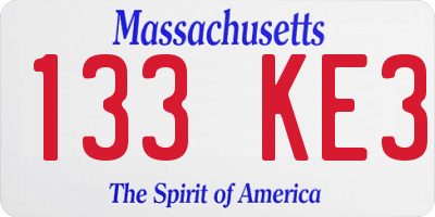 MA license plate 133KE3