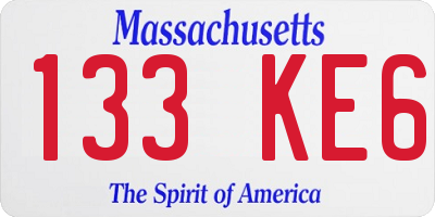MA license plate 133KE6