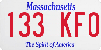MA license plate 133KF0