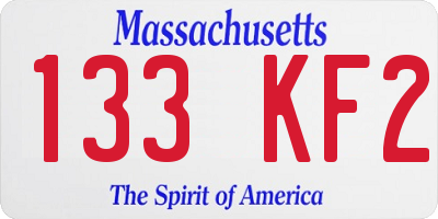 MA license plate 133KF2