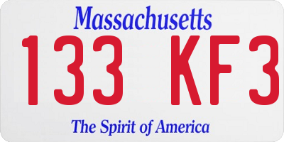 MA license plate 133KF3