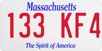 MA license plate 133KF4