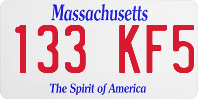 MA license plate 133KF5