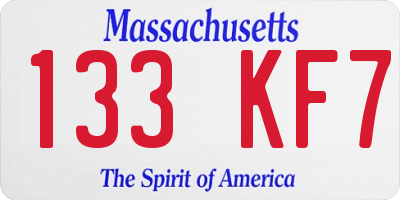 MA license plate 133KF7