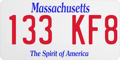 MA license plate 133KF8