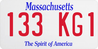 MA license plate 133KG1