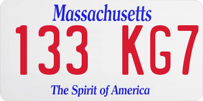 MA license plate 133KG7