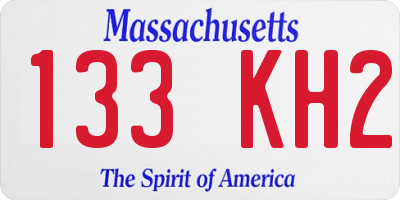 MA license plate 133KH2