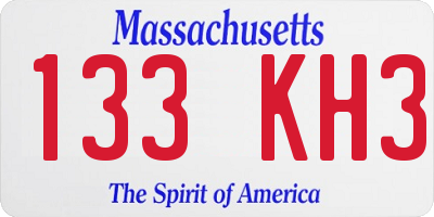 MA license plate 133KH3
