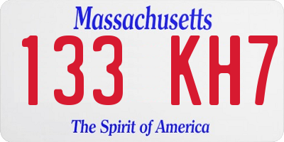 MA license plate 133KH7