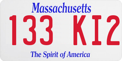 MA license plate 133KI2