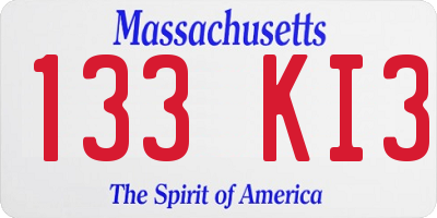 MA license plate 133KI3