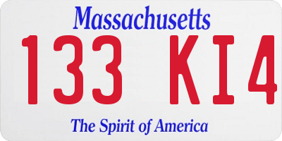 MA license plate 133KI4