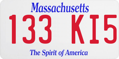 MA license plate 133KI5
