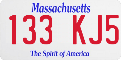 MA license plate 133KJ5