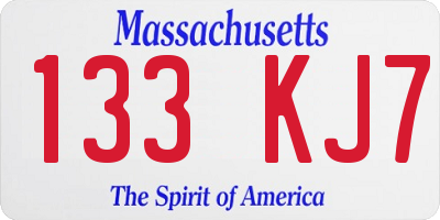 MA license plate 133KJ7